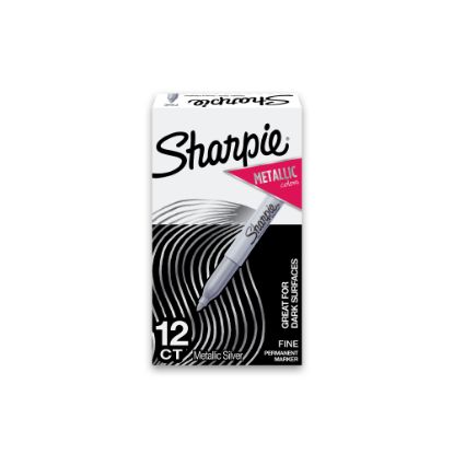 Picture of Sharpie Metallic Permanent Markers, Fine Point, Silver, 12 Count