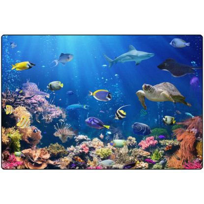 Picture of Carpets for Kids Pixel Perfect Collection Explore The Ocean Activity Rug, 6ft x 9ft, Blue