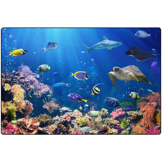 Picture of Carpets for Kids Pixel Perfect Collection Explore The Ocean Activity Rug, 6ft x 9ft, Blue