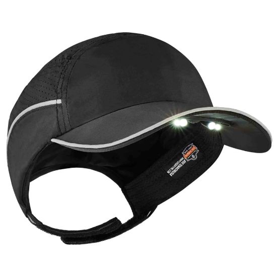 Picture of Ergodyne Skullerz 8965 Lightweight Bump Cap Hat With LED Lighting, Long Brim, Black