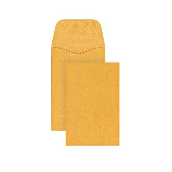 Picture of Office Depot Brand Coin Envelopes, 2-1/4in x 3-1/2in, Gummed Seal, Manila, Box Of 500