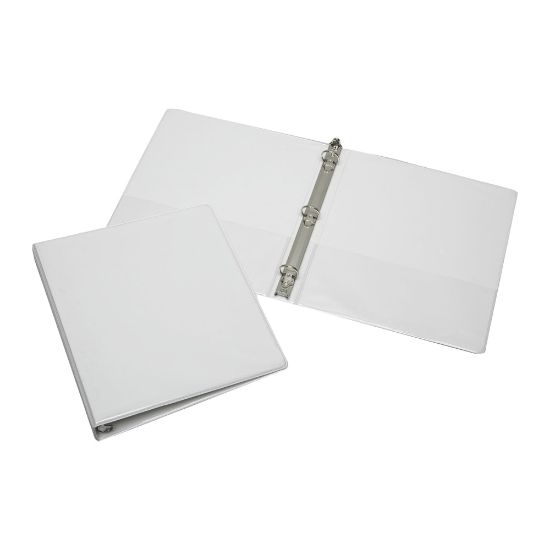 Picture of SKILCRAFT Clear Overlay 3-Ring Binder, 1in Round Rings, White (AbilityOne 7510-01-203-4708)