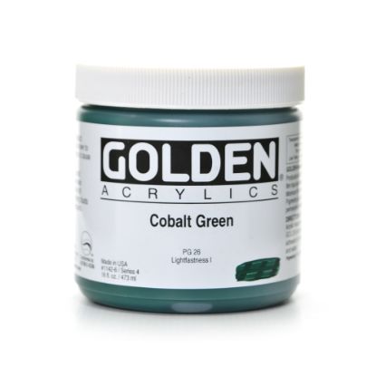 Picture of Golden Heavy Body Acrylic Paint, 16 Oz, Cobalt Green