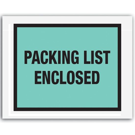 Picture of Tape Logic "Packing List Enclosed" Envelopes, Full Face 7in x 5 1/2in, Green, Pack Of 1,000