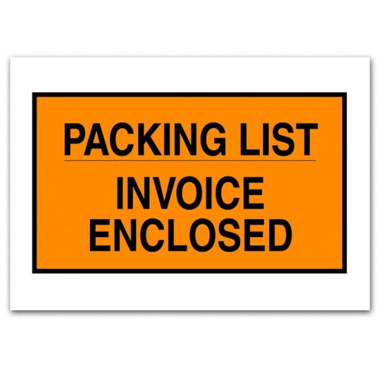 Picture of Tape Logic "Packing List/Invoice Enclosed" Envelopes, Full Face, 7in x 10in, Orange, Pack Of 1,000