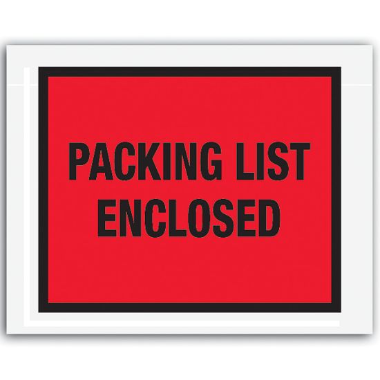 Picture of Tape Logic "Packing List Enclosed" Envelopes, Full Face 7in x 5 1/2in, Red, Pack Of 1,000