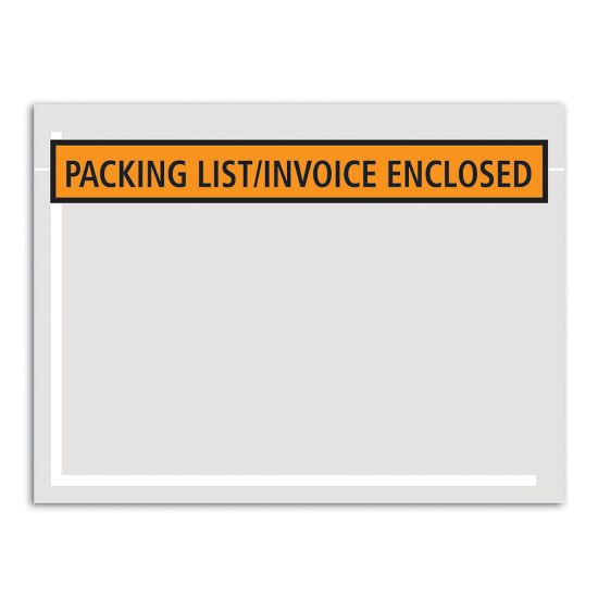 Picture of South Coast Paper"Packing List/Invoice Enclosed" Envelopes, Panel Face, 4 1/2in x 5 1/2in, Orange, Pack Of 1,000