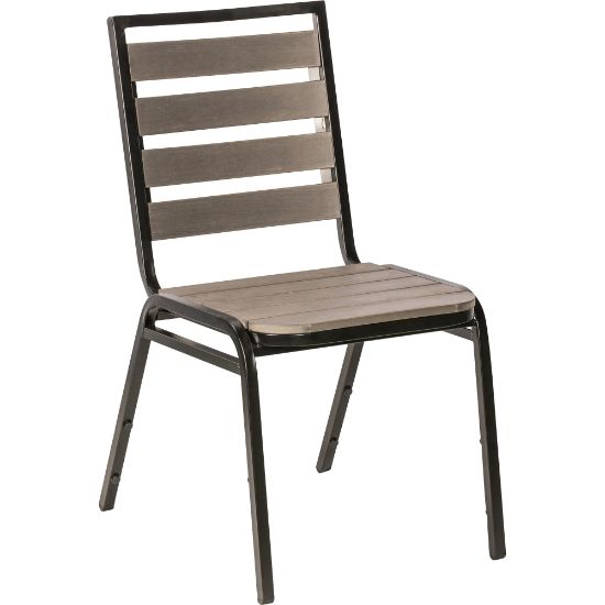 Picture of Lorell Faux Wood Outdoor Chairs, Charcoal/Black, Set Of 4 Chairs