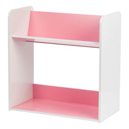 Picture of IRIS 24inH 2-Tier Tilted-Shelf Book Rack, Pink/White