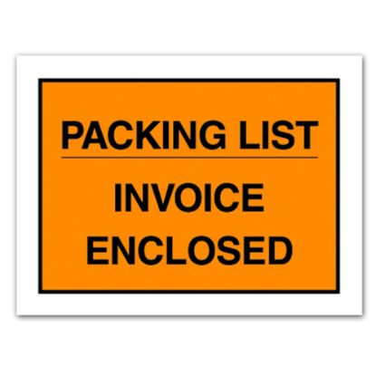 Picture of Tape Logic "Packing List/Invoice Enclosed" Envelopes, Full Face, 4 1/2in x 5 1/2in, Orange, Pack Of 1,000