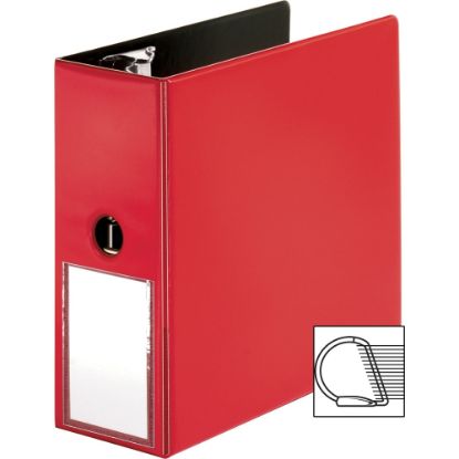 Picture of Business Source 5in D-Ring Binder, 5in Ring, Red