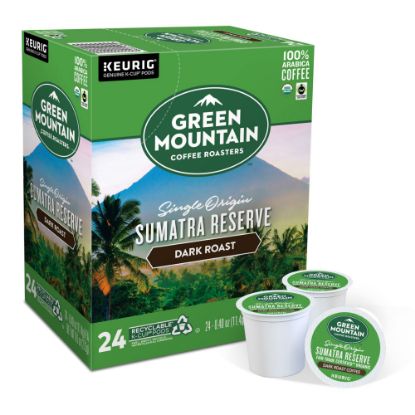 Picture of Green Mountain Coffee Single-Serve Coffee K-Cup Pods, Extra-Bold Roast, Fair Trade Organic Sumatran Reserve, Carton Of 24