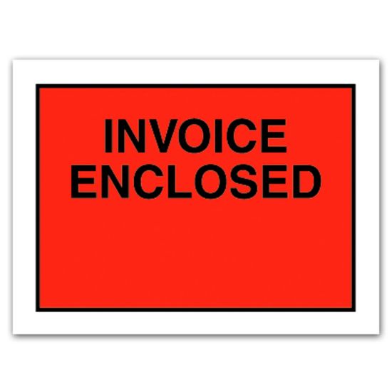 Picture of Tape Logic "Invoice Enclosed" Envelopes, Full Face, 4 1/2in x 6in, Red, Pack Of 1,000