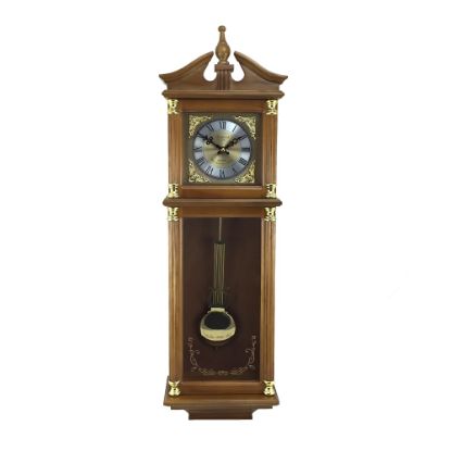 Picture of Bedford Clocks Wall Clock, 34-1/2inH x 10-1/2inW x 5-1/4inD, Harvest Oak