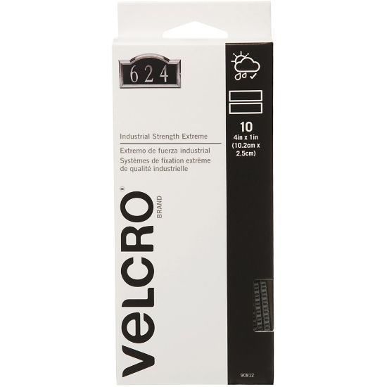 Picture of VELCRO Brand Extreme Self Stick Fastener Strips, 1in x 4in, Gray, Box Of 10 Strips