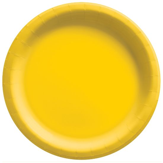 Picture of Amscan Round Paper Plates, Yellow Sunshine, 10in, 50 Plates Per Pack, Case Of 2 Packs