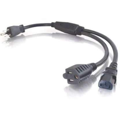 Picture of C2G 1.5ft 16 AWG 1-to-2 Power Cord Splitter (NEMA 5-15P to 1 NEMA 5-15 +1 IEC320C13) - 1.5ft