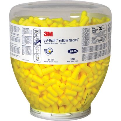 Picture of E-A-R Classic Earplugs, Soft Foam, Neon Yellow, 500 Pairs