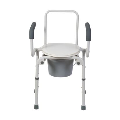 Picture of DMI Deluxe Steel Drop-Arm Bedside Commode, 23inH x 14inW x 15inD, White