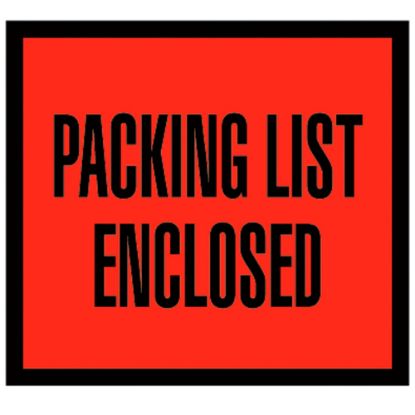 Picture of Tape Logic "Packing List Enclosed" Envelopes, Full Face, 4 1/2in x 5 1/2in, Red, Pack Of 1,000