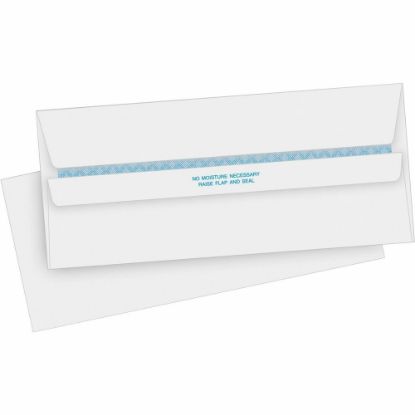 Picture of Business Source Regular Security Invoice Envelopes - Business - #10 - 4 1/8in Width x 9 1/2in Length - 24 lb - Self-sealing - 500 / Box - White