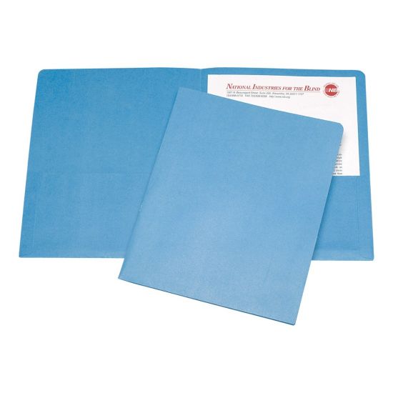 Picture of SKILCRAFT Twin Pocket Portfolios, 30% Recycled, Light Blue, Box Of 25 (AbilityOne 7510-00-584-2490)