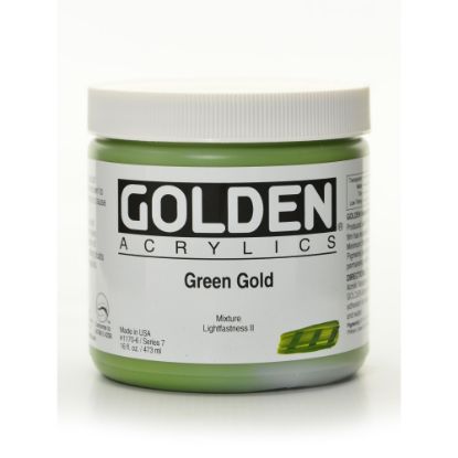 Picture of Golden Heavy Body Acrylic Paint, 16 Oz, Green Gold