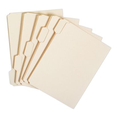 Picture of SKILCRAFT File Folders, 1/5 Cut, Letter Size, 30% Recycled, Manila, Pack of 100