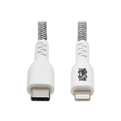 Picture of Tripp Lite M102-003-HD Heavy-Duty USB-C to Lightning Cable (M/M), 3 ft. - First End: 1 x Type C Male USB - Second End: 1 x 8-pin Lightning Male Proprietary Connector - 480 Mbit/s - MFI - Nickel Plated Connector - Gold Plated Contact - 28/24 AWG