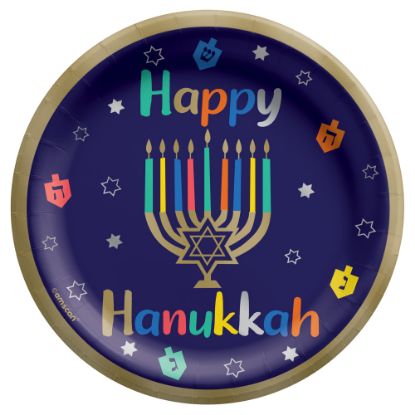 Picture of Amscan Hanukkah Joy Paper Plates, 6-3/4in, Blue, Pack Of 60 Plates