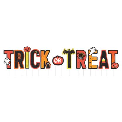 Picture of Amscan Halloween Trick-Or-Treat Yard Stakes, 16-5/16inH x 10inW x 1inD, Multicolor, Pack Of 11 Stakes