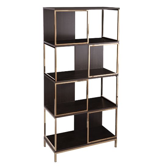 Picture of SEI Furniture Dunleer 72inH 4-Shelf Modern Etagere, Dark Brown/Champagne