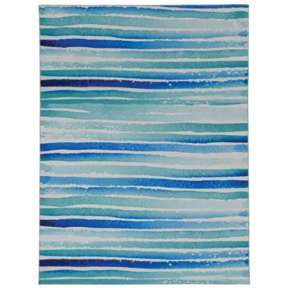 Picture of Linon Washable Area Rug, 5ft x 7ft, Seabert Ivory/Blue