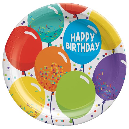 Picture of Amscan Birthday Celebration Paper Plates, 9in, Multicolor, Pack Of 60 Plates