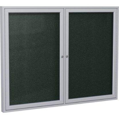 Picture of Ghent 2 Door Enclosed Vinyl Bulletin Board, Satin Aluminum Frame, 48inH x 60inW, Ebony