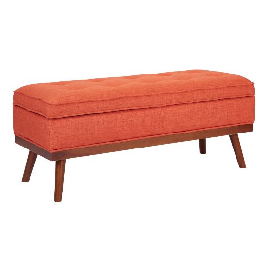 Picture of Ave Six Katheryn Storage Bench, Tangerine/Light Espresso