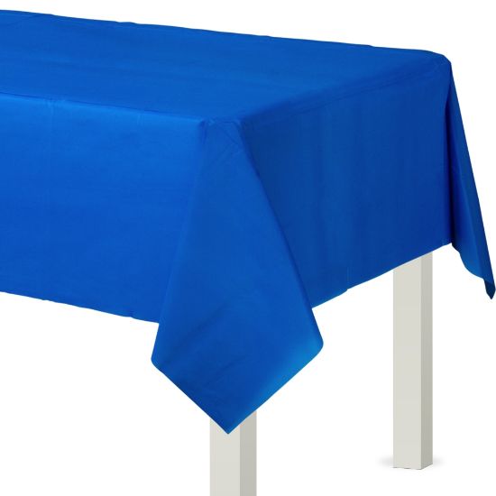 Picture of Amscan Flannel-Backed Vinyl Table Covers, 54in x 108in, Bright Royal Blue, Set Of 2 Covers