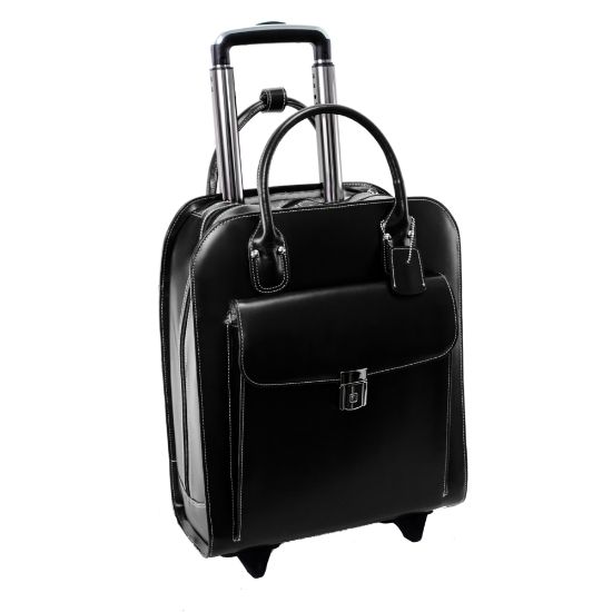 Picture of McKlein Uptown Vertical Wheeled Briefcase with 15in Laptop Pocket, Black