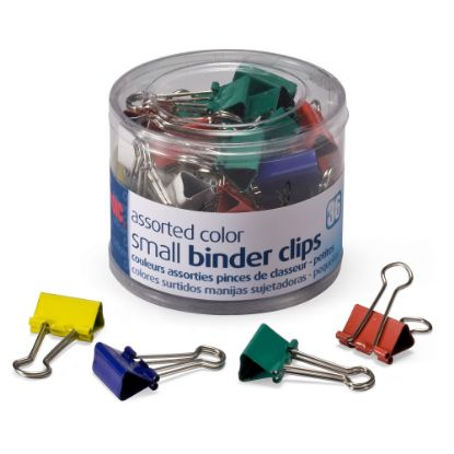 Picture of OIC Binder Clips Tub, Small Clips, 3/4in, Assorted Colors, Pack Of 36