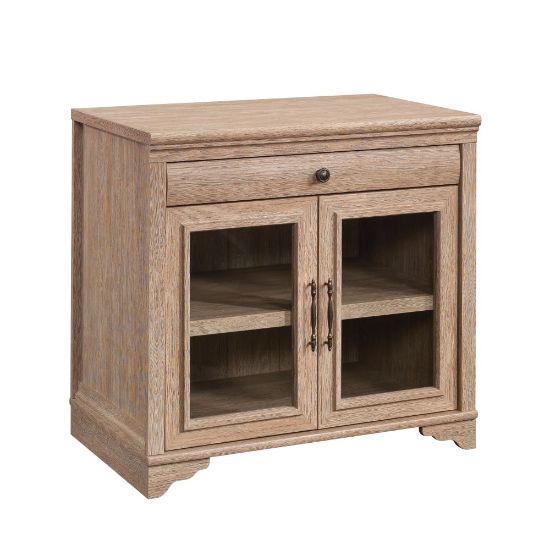 Picture of Sauder Rollingwood 32inW Library Base Storage Cabinet With Glass Doors, Brushed Oak