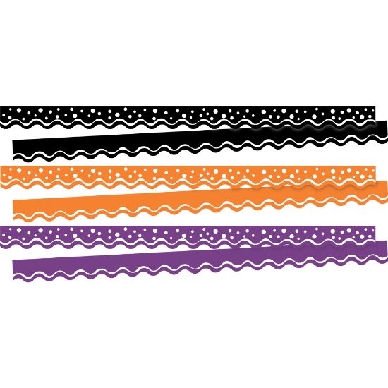 Picture of Barker Creek Double-Sided Scalloped Borders, 2-1/4in x 36in, Halloween, 13 Strips Per Pack, Set Of 3 Packs