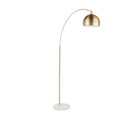 Picture of LumiSource March Floor Lamp, 74inH, Gold Shade/White Marble Base