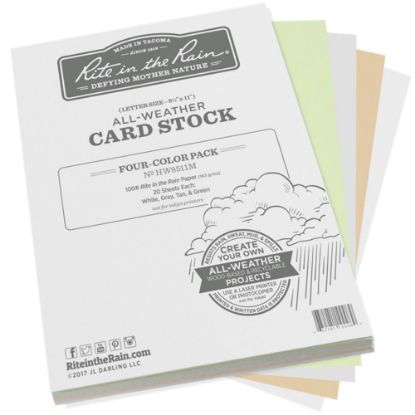 Picture of Rite In The Rain All-Weather Card Stock, Assorted Colors, Letter (8.5in x 11in), 100 Lb, Pack Of 80