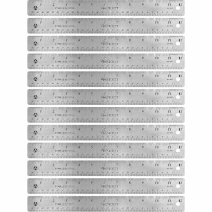 Picture of Westcott Stainless Steel Rulers, 12in L x 1in W, Stainless Steel, Pack Of 12