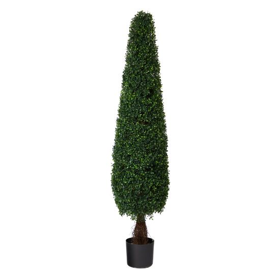 Picture of Nearly Natural Boxwood Topiary 5'H Artificial Tree With Planter, 60inH x 13inW x 13inD, Green/Black