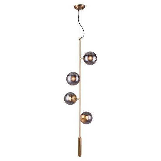 Picture of Zuo Modern Zatara Ceiling Lamp, 16 1/2inW, Smoked Glass Shade/Brushed Steel Gold Base