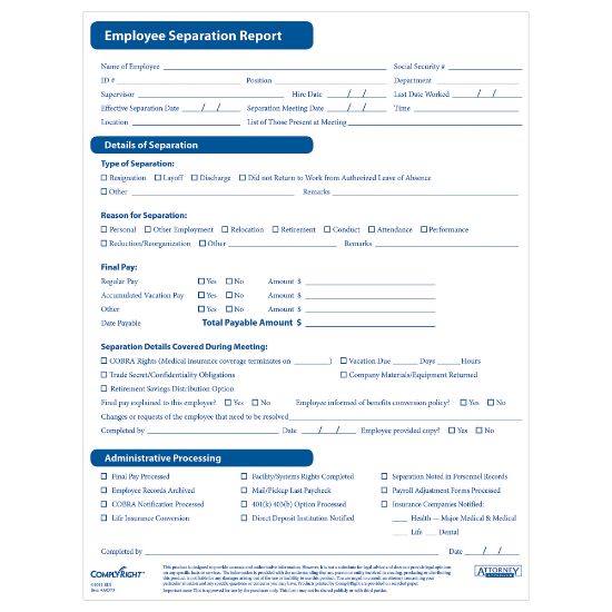 Picture of ComplyRight Employee Separation Reports, Pack Of 50