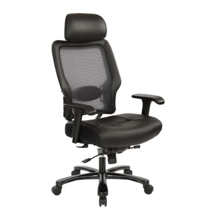 Picture of Office Star Space Seating 63 Series Bonded Leather Executive Big And Tall High-Back Chair With Headrest, Black