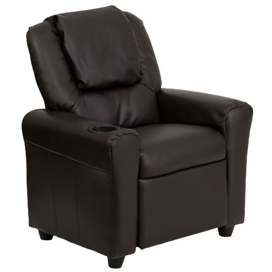 Picture of Flash Furniture Contemporary Kids Recliner With Cup Holder And Headrest, Brown