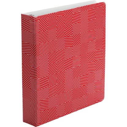 Picture of Oxford Back-mounted Round-Ring Binder, 1 1/2in Ring, Red Squares